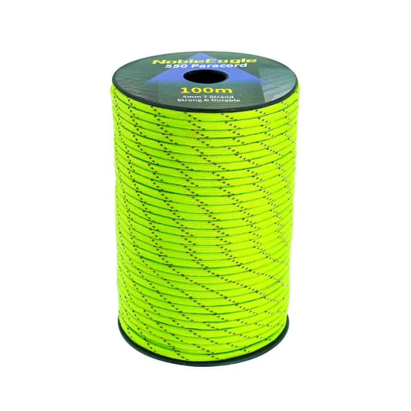 Reflective Paracord Rope Military 7 Strand 4mm 550 Tactical Parachute Cord Camping Tent Lanyard DIY Bracelet Outdoor Survival Ke
