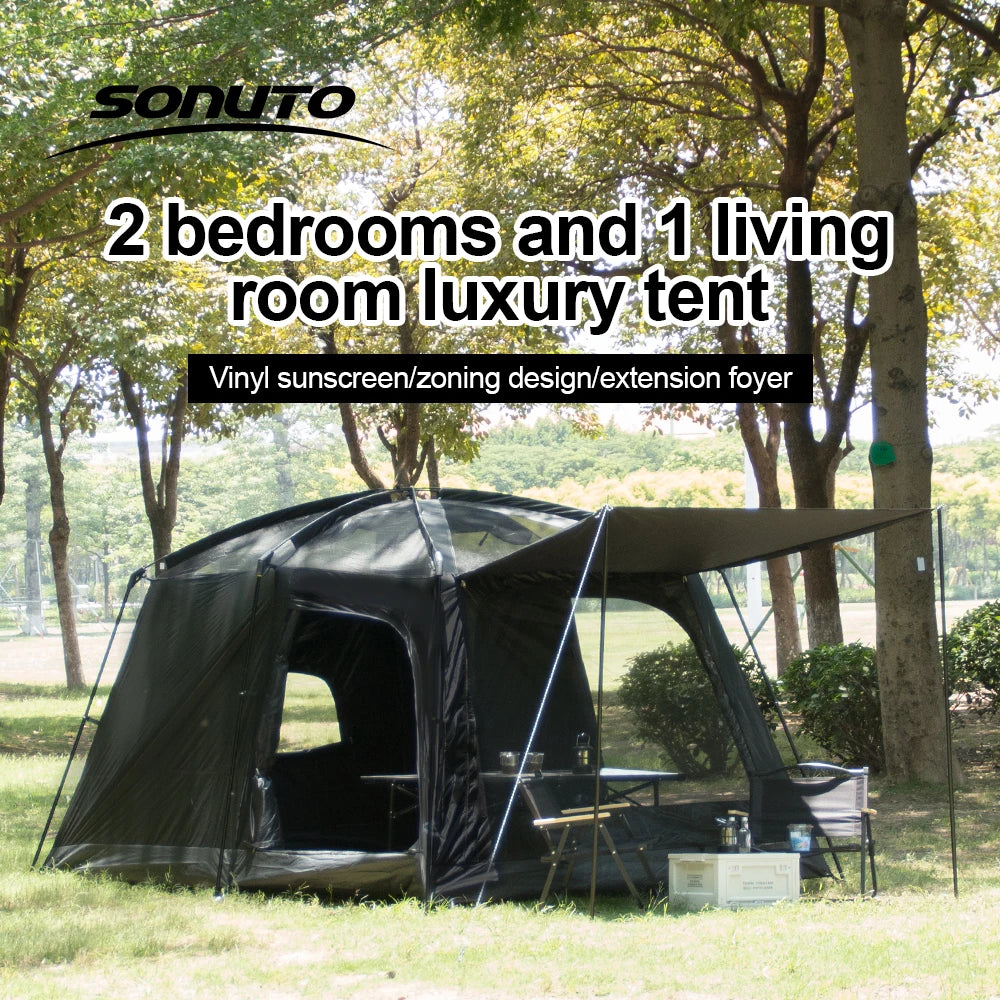 8-12 Person Camping Tent 2 Room Large Waterproof Windproof Outdoor Family Tent with Rainfly Instant Cabin Tents for Camp Beach