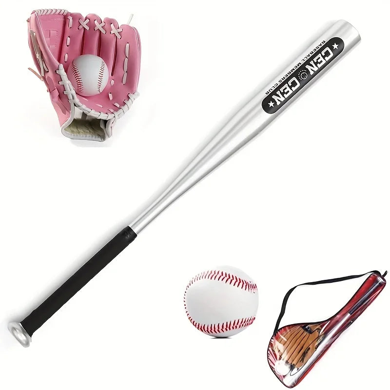 Baseball Balls Set 63cm Aluminum Alloy Baseball Bat PVC Glove Baseball Kit for Beginners Batting Practice Softballs Training