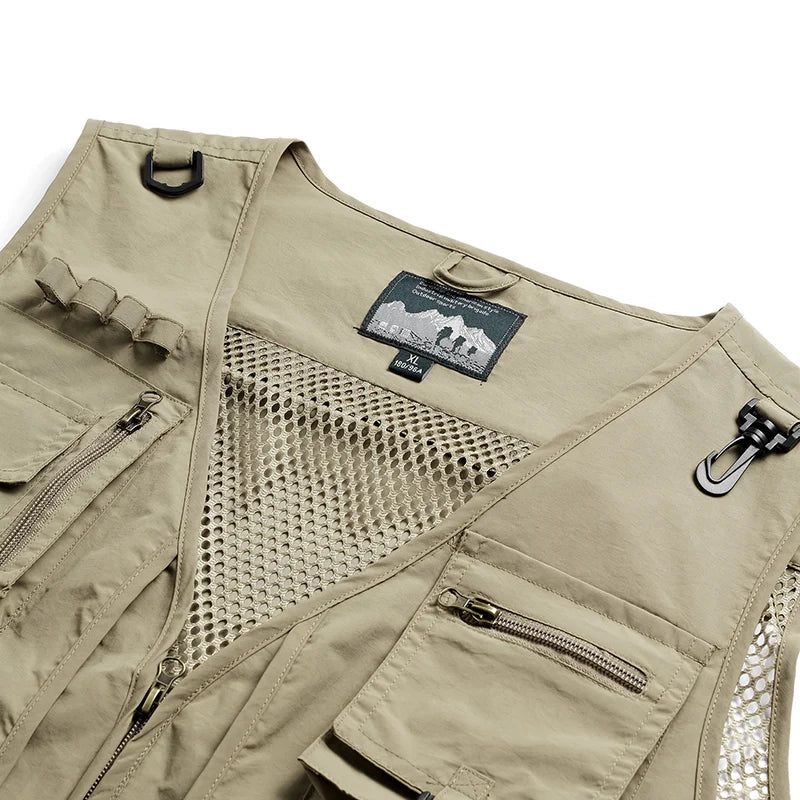 Men's Outdoor Workwear Vest Stand Up Collar Zipper Multifunctional Vest Fishing Photography Mountaineering Sleeveless Vest