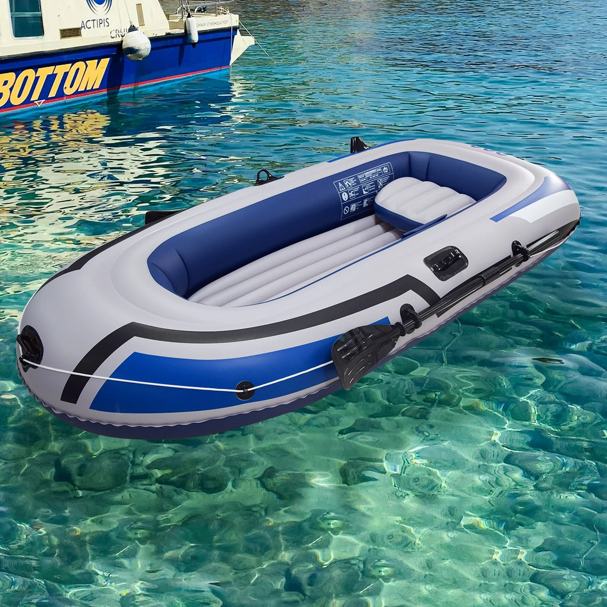 1PC Inflatable Boat, Swimming Pool Lake Float Raft for Adults, Portable Fishing Boat Raft for Lake with Oars Hand Pump
