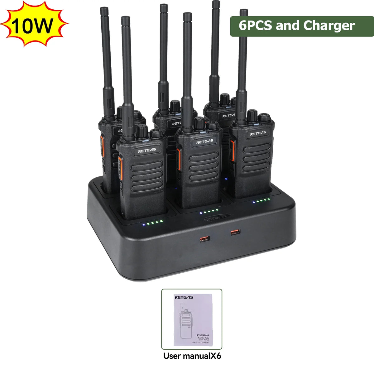 Retevis RT86 Walkie Talkie Professional Two Way Radio Long Range Type-C Communication Radio for Outdoor Business Farm