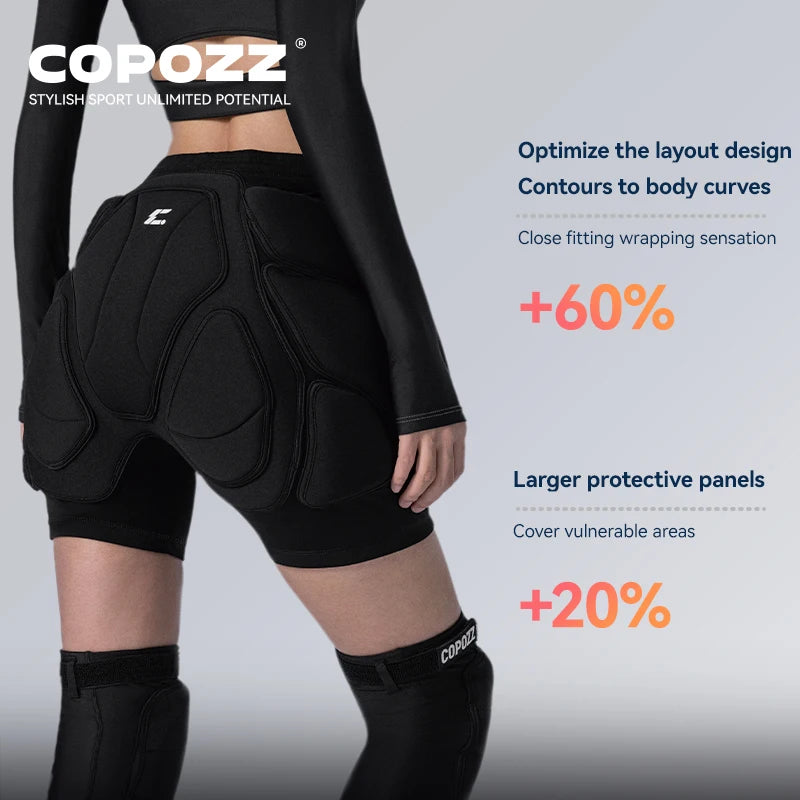 COPOZZ Upgraded Ski Knee Pads Motorcycle Skating Sport Protective Skiing Butt Protector Padded Breathable Adjustable Gear Shorts