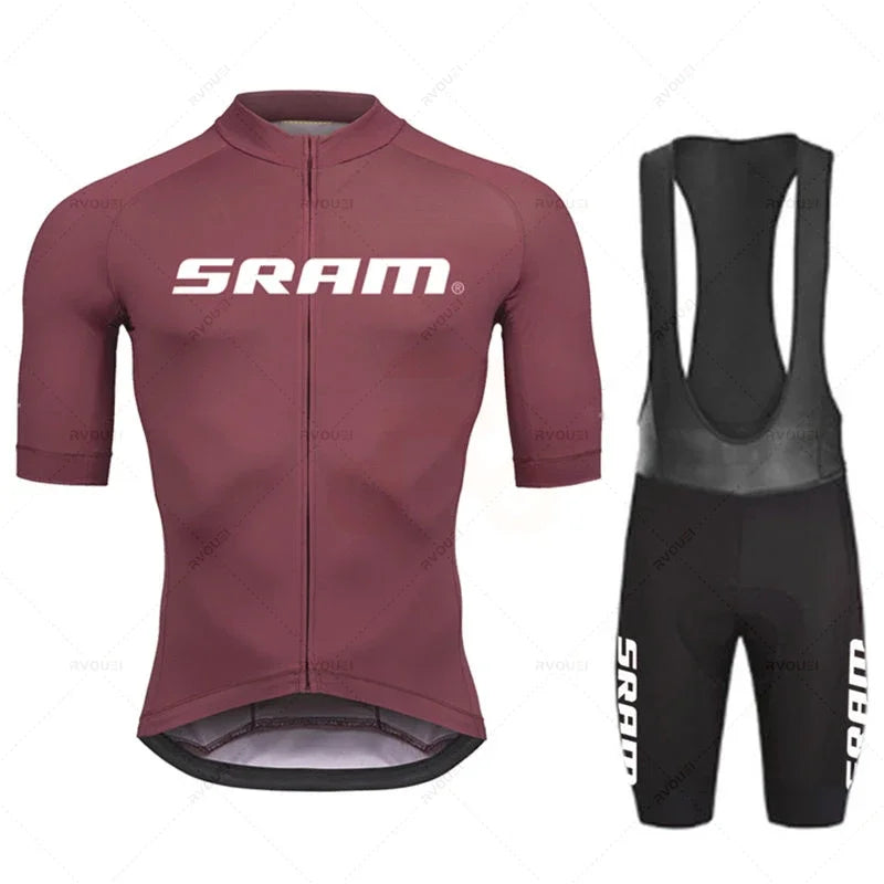 2024 Sram Pro Cycling Jersey Sets Men Bib Shorts Bicycle Short Sleeve Bicicleta Clothing Bike Maillot Ciclismo Hombre Black Sets