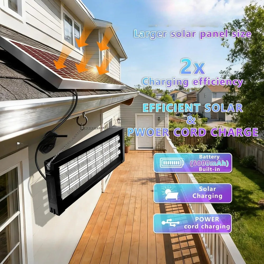 Powerful Large Solar Bug Zapper Outdoor Rechargeable Mosquito Zapper with High Powered, Waterproof Solar Bug Zapper for Patio