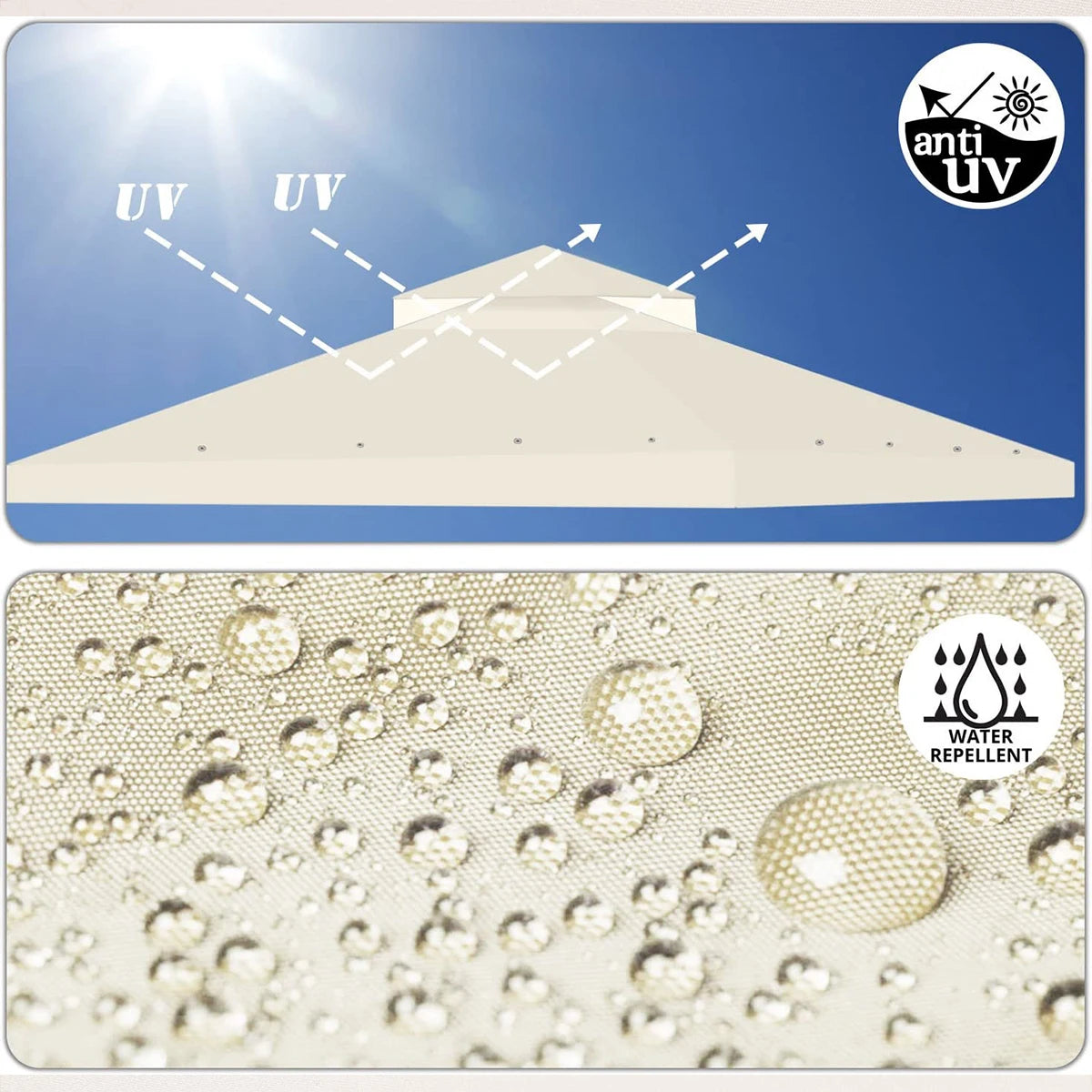 3x3M Garden Gazebo Tent Cover Canopy Replacement Top Canopy Cover 2 Tier Outdoor Patio Garden Tent Roof Top for Patio Sunshade