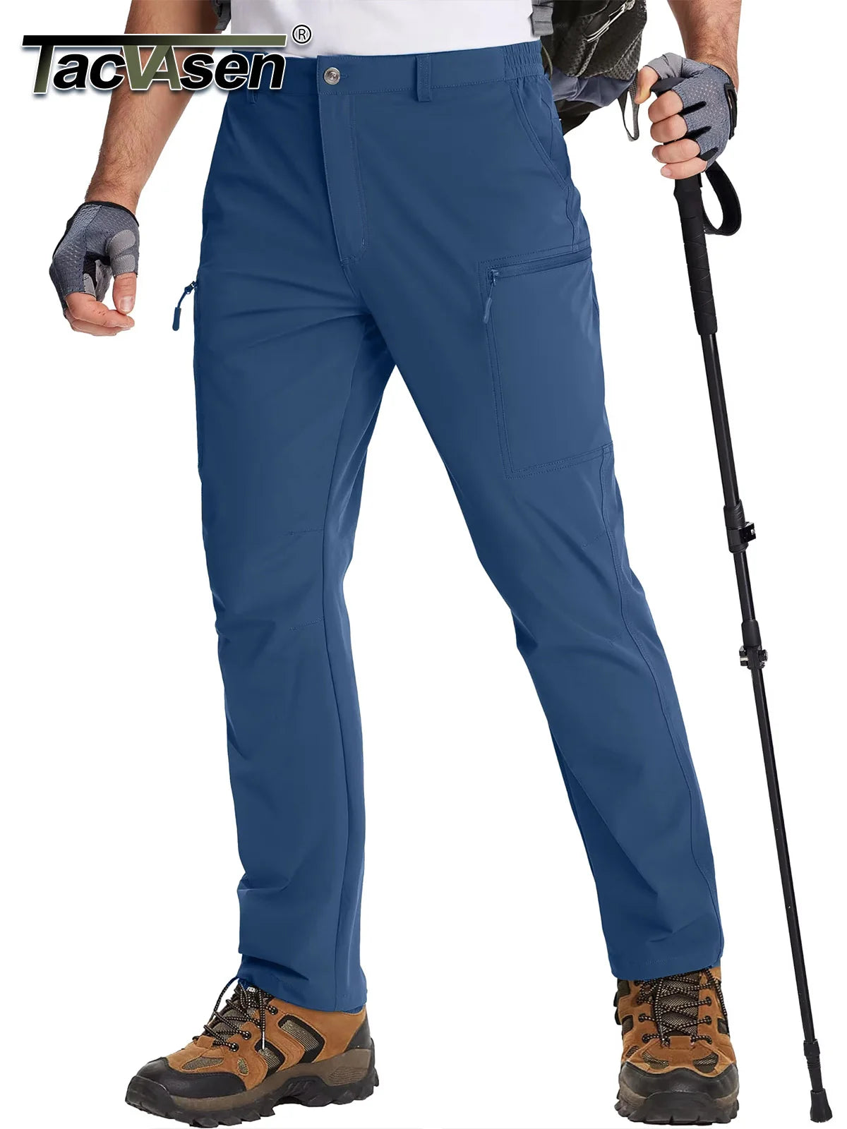 TACVASEN Lightweight Hiking Pants Mens Quick Dry Cargo Work Pants Nylon Waterproof Outdoor Trekking Fishing Pants Male Trousers