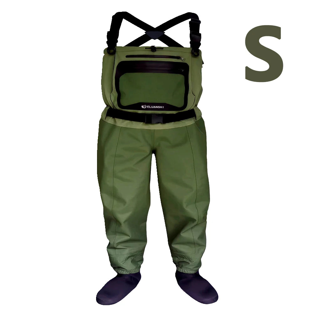 5 Layer Breathable Waterproof Fly Fishing Chest-High Waders Stockingfoot High Pant Wader Durable Duck Hunting Wading Pants