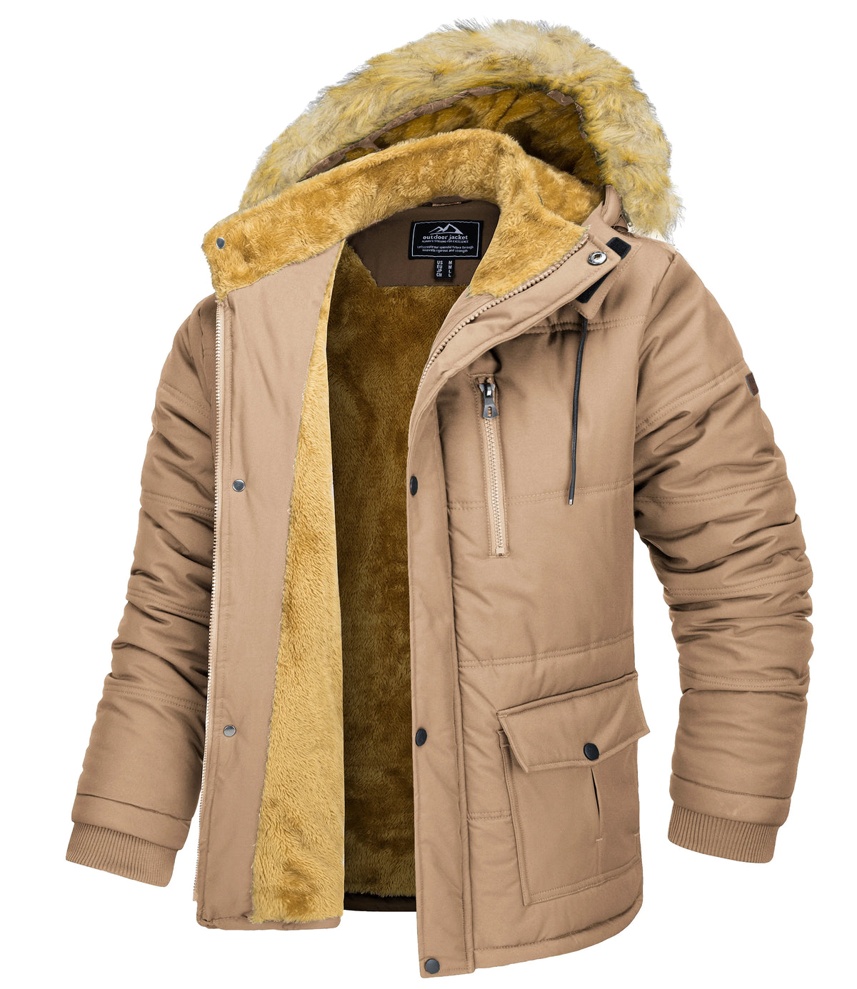 TACVASEN Mens Winter Jackets Waterproof Windproof Fleece Lined Thermal Parka Coats Detachable Hood Ski Jackets With 6 pockets