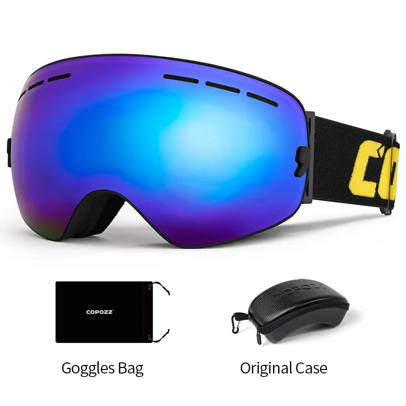 COPOZZ Brand Professional Ski Goggles Double Layers Lens Anti-fog UV400 Big Ski Glasses Skiing Snowboard Men Women Snow Goggles