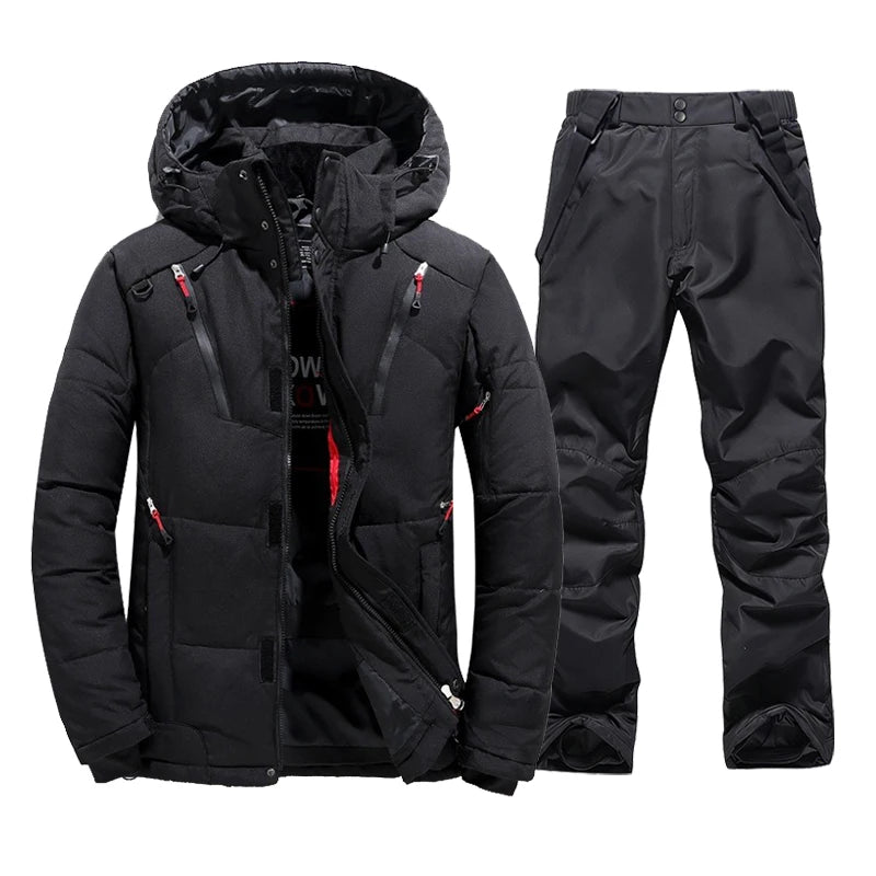New Thermal Winter Skiing Down Jacket Ski Suit Men Snowboard Bibs Pants Warm Set Male Snowmobile Clothing For Wear Overalls