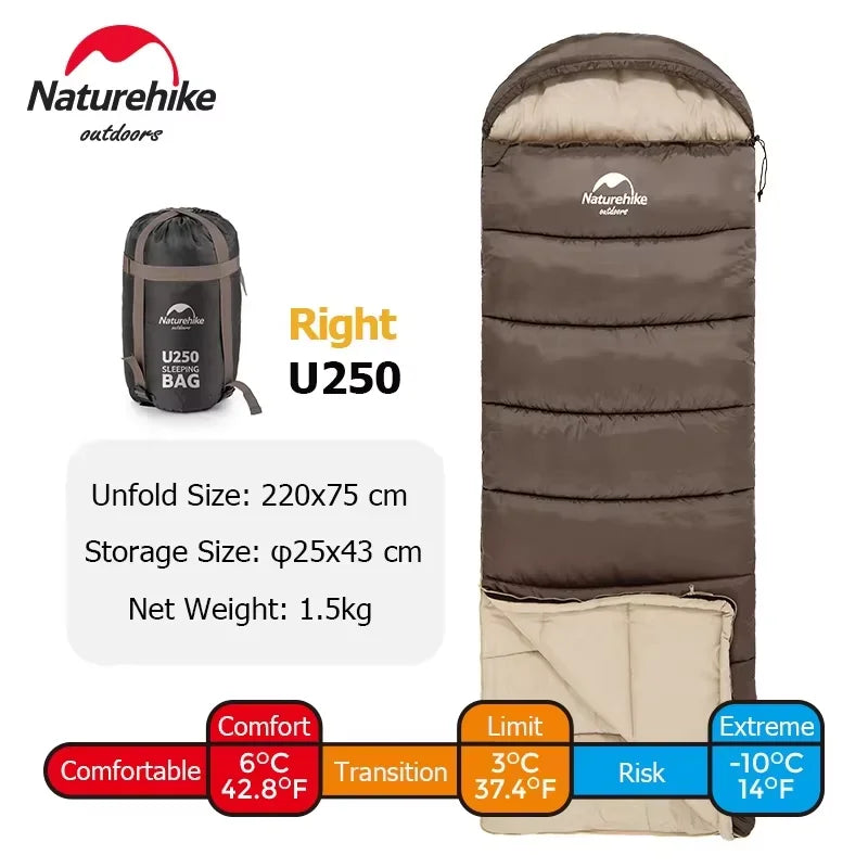 Naturehike Sleeping Bag Ultralight Camping Accsesorios Winter Outdoor Waterproof Envelope Sleeping Bag Hiking Travel U350