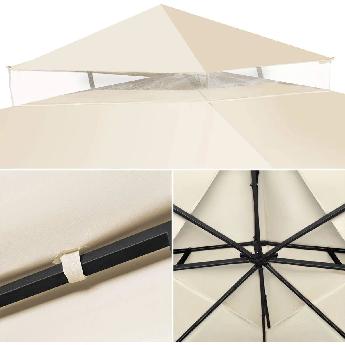 3x3M Garden Gazebo Tent Cover Canopy Replacement Top Canopy Cover 2 Tier Outdoor Patio Garden Tent Roof Top for Patio Sunshade