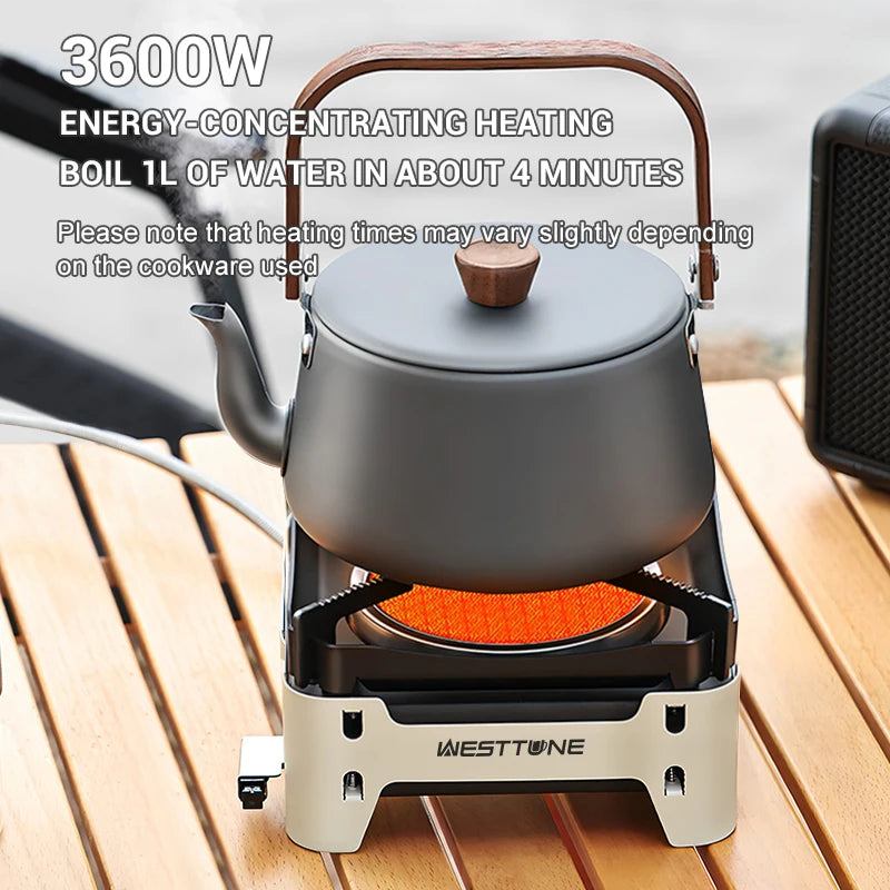 WESTTUNE Camping Cooking Burner Portable 3600W Gas Stove Outdoor Infrared Combustion Stove with Electronic Ignition for Garden