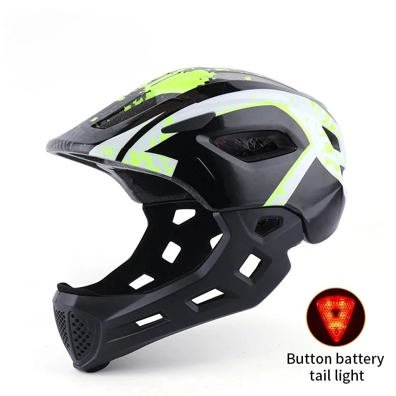 Eastinear Children's Bicycle Helmet LED Lightweight Adjustable Skateboard Roller Skating Full Face Detachable Riding Helmet