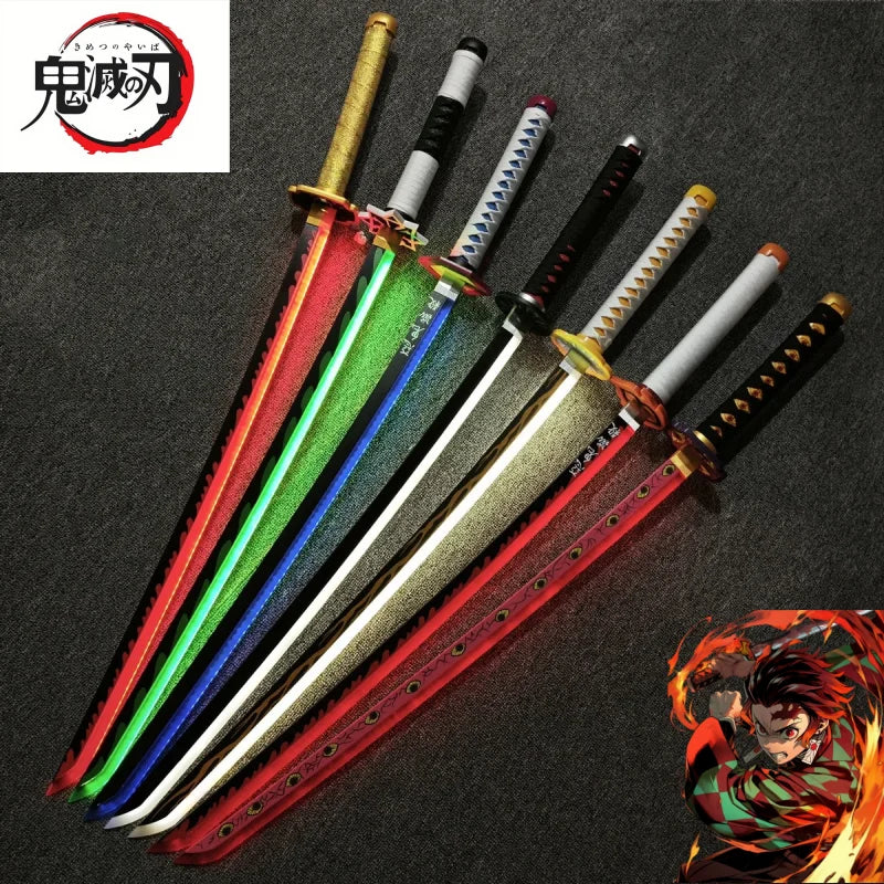104cm Bright Katana LED Light Sword Kimetsu No Yaiba Anime Cosplay Prop Real Size Japanese Katana Samurai Sabre Demon Slayer