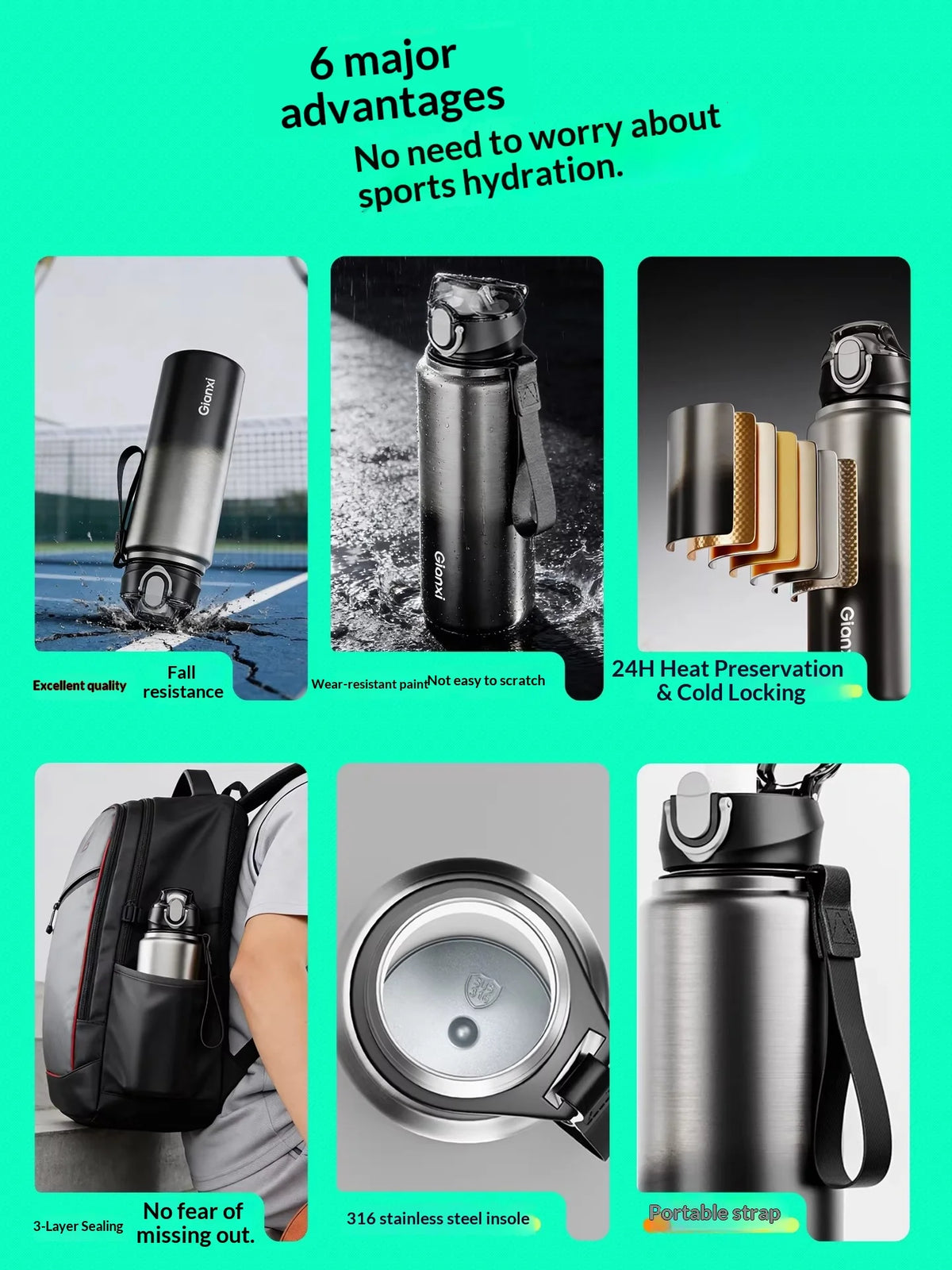 Gianxi Insulated Cup For Male Students School Specific Straw Cup  Large Capacity 2026 New Water Cup