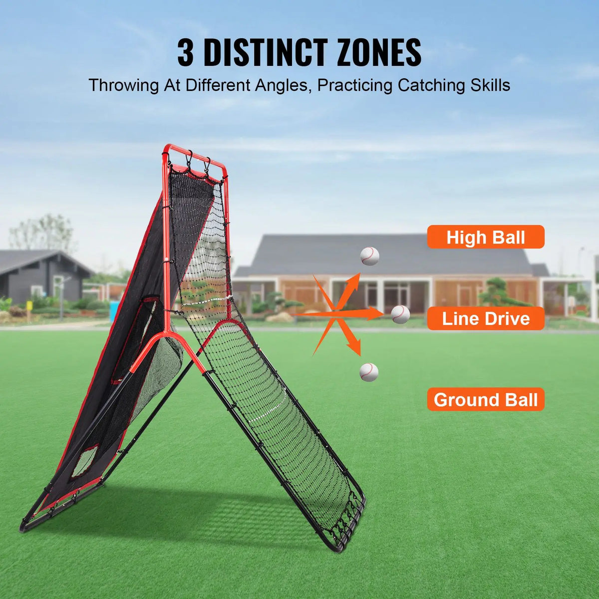 Baseball And Softball Rebounder Net, 3.5 x 4.5 ft 2-in-1 Switch Hitter Pitch Trainer, PitchBack Baseball Pitching Return Trainer Nest, Bounce Back Net for Fielding/Throwing Practice