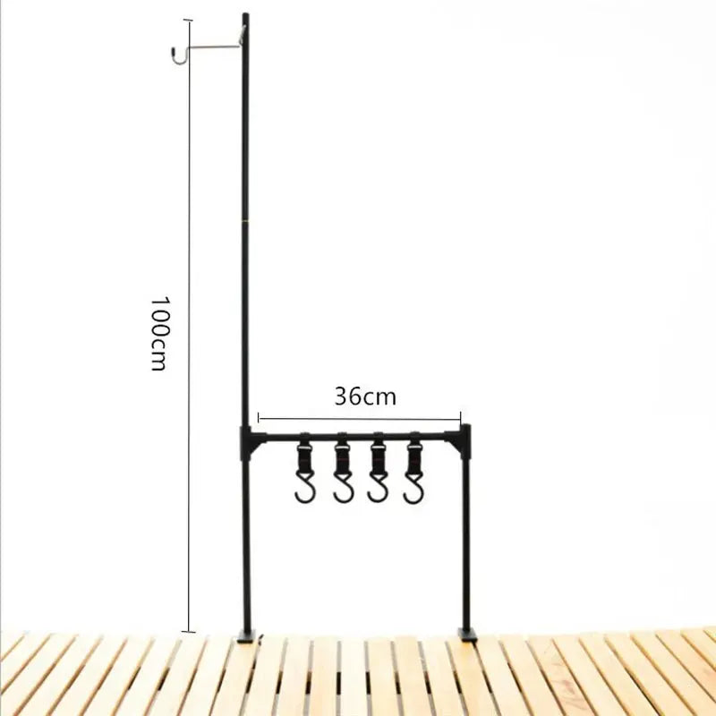 WESTTUNE Outdoor Desktop Storage Rack Camping Tableware Hanging Rack Ultralight Aluminum Alloy Shelves Stand Rack with Hooks