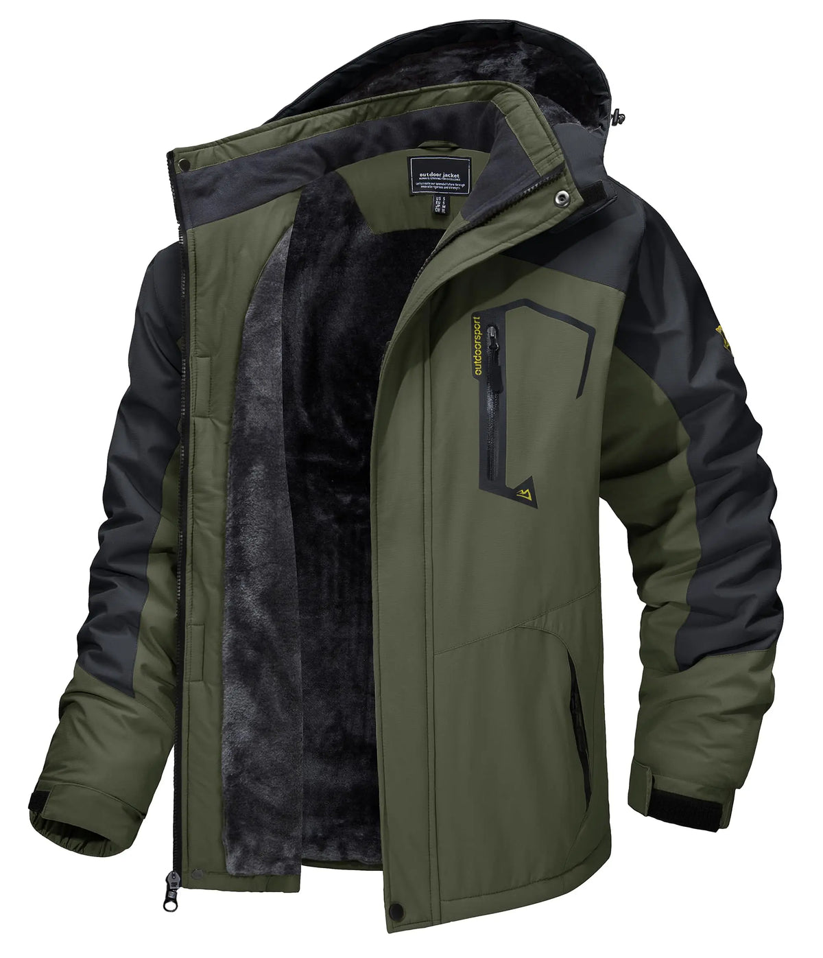 TACVASEN Mens Winter Parka Jackets Waterproof Fleece Lined Warm Ski Coats Outdoor Fishing Padded Jackets With Multiple Pockets