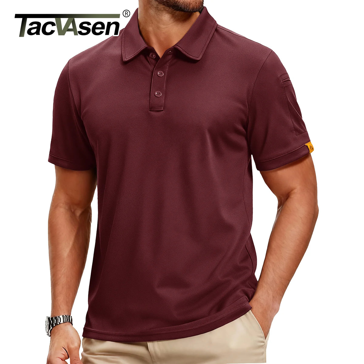 TACVASEN Men's Polo Shirts Short Sleeve Golf Collared Moisture Wicking Athletic Performance Casual UPF 50+ Polos Lightweight