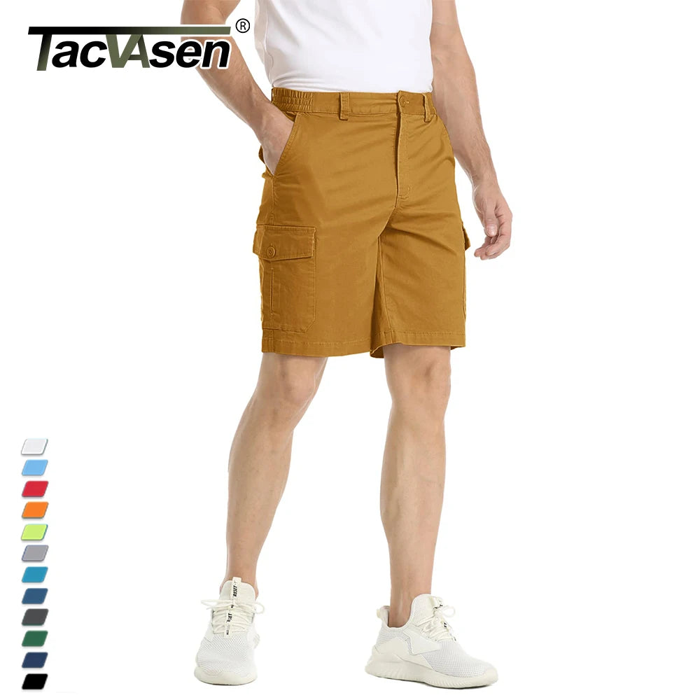 TACVASEN Summer Breathable Cotton Cargo Shorts Mens Casual Multi-pockets Twill Work Shorts Hiking Camping Short Pants Outdoor