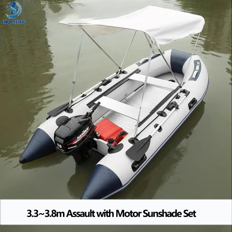 5-6 Person Assault Boats With Aluminum Floor 3.8m PVC  Anti-collision Fishing Inflatable Rowing Boat Speed Raft Accessories