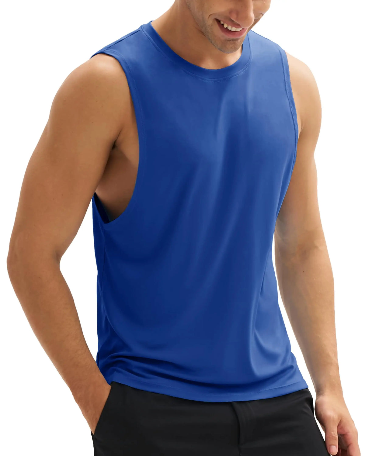 TACVASEN Summer Workout Tank Tops Mens Quick Dry Lightweight Sleeveless Shirts Gym Bodybuilding Muscle Tee Shirt Running Tee