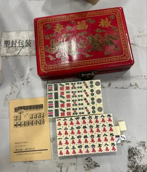 Chinese Numbered Mahjong Set 144 Tiles Mah-Jong Set Portable Chinese Toy with Box Fiber board Mahjong Board Game for fun Camping