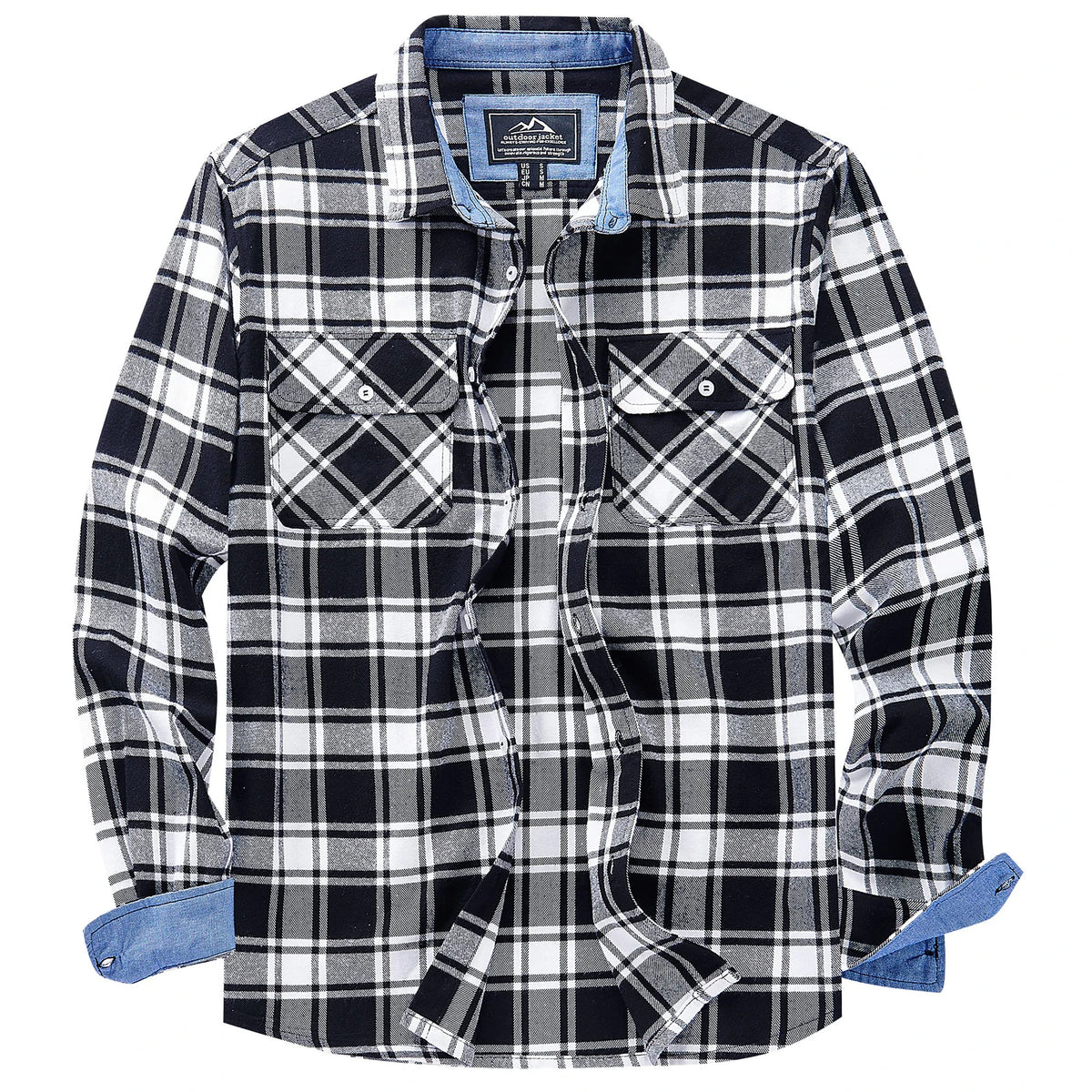 MAGCOMSEN Autumn Windproof Men's Flannel Shirt Warm Long Sleeve Casual Plaid Shirts with Two Chest Pockets
