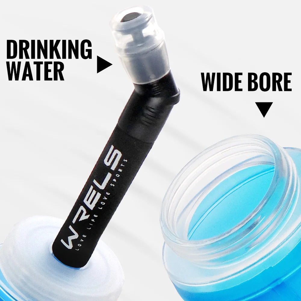 WRELS Sports TPU Collapsible Soft Water Bottle Hydration Pack Soft Flask Folding Water Bottles BPA-Free Sports Running Bottle