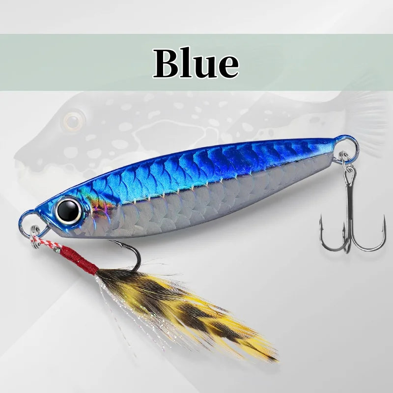 Metal Saltwater Fishing Lures Vertical Slow Pitch Fishing Hooks Fishing Jigging Spoon with Assist Hooks Artificial Bait Tackle
