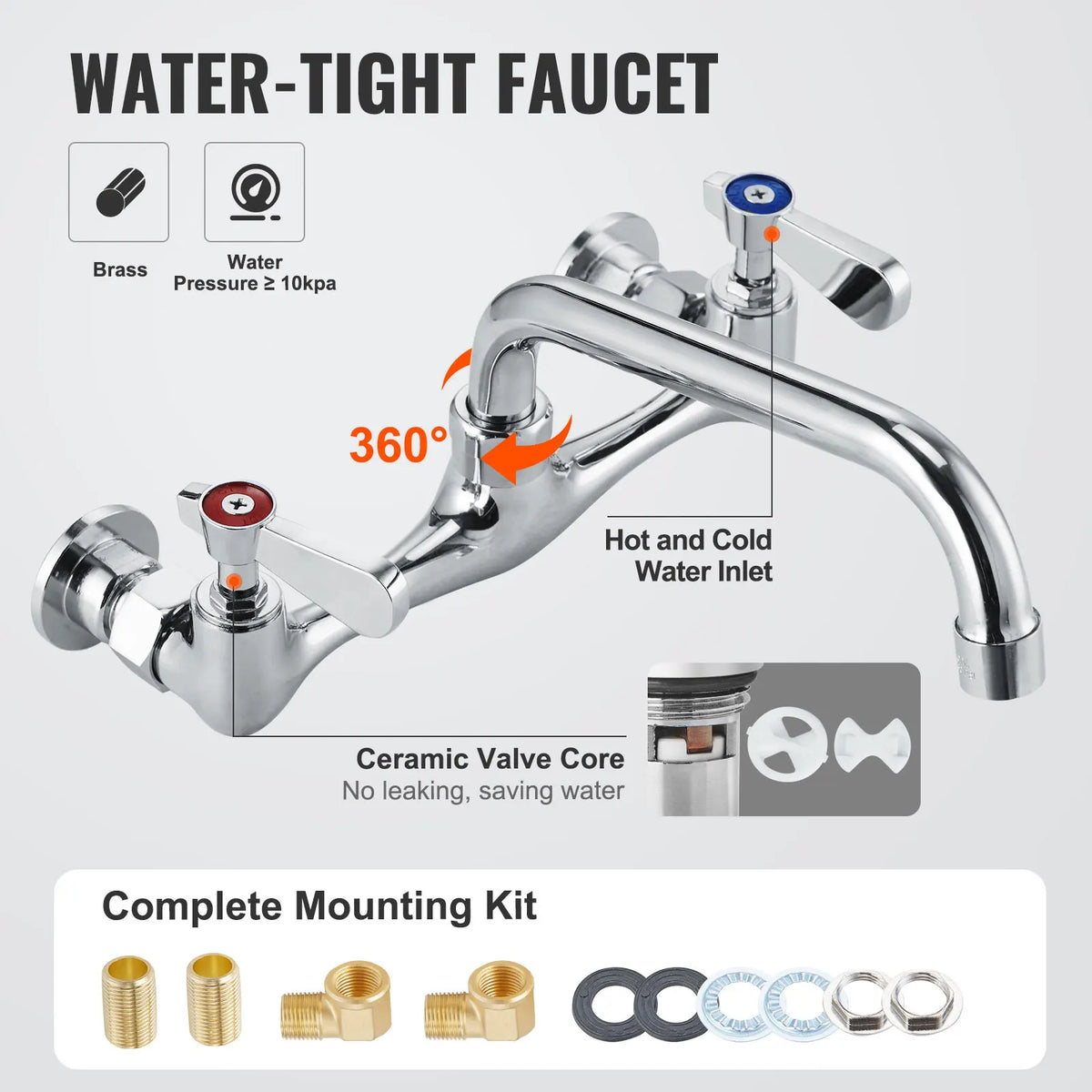 SucceBuy Stainless Steel Kitchen Prep & Utility Sink 1 Compartment Restaurant Commercial Steel Sink w/Faucet for Restaurant Home