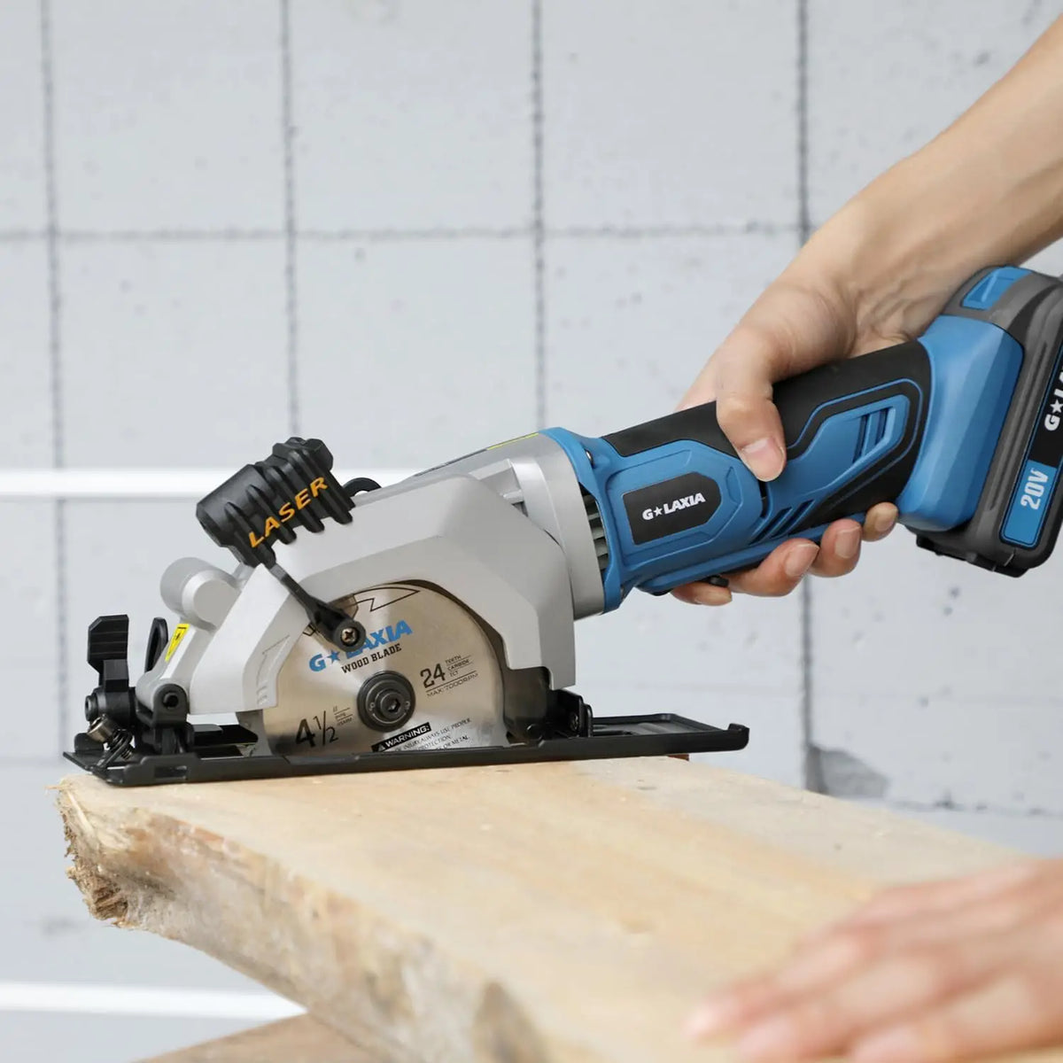 Galax Pro 20V Cordless Mini Circular Saw 2.0Ah Compact Saw with Laser Guide 3400RPM, 2x 4-1/2" Blade for Wood, Plastic, Soft Metal Cutting, Rip Guide, Rubber Handle, Vacuum Adaptor, Bevel Cut 0-45°