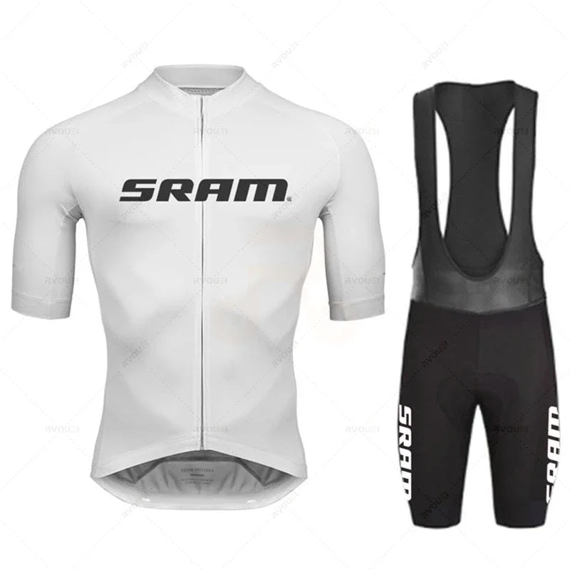2024 Sram Pro Cycling Jersey Sets Men Bib Shorts Bicycle Short Sleeve Bicicleta Clothing Bike Maillot Ciclismo Hombre Black Sets
