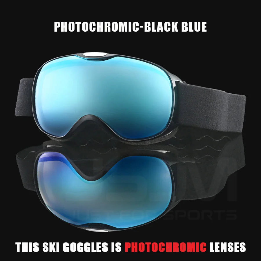 JSJM New Photochromic Kids Ski Goggles Anti-fog Children Snowboard Goggles Double UV400 Skiing Mask Glasses Outdoor Snow Eyewear