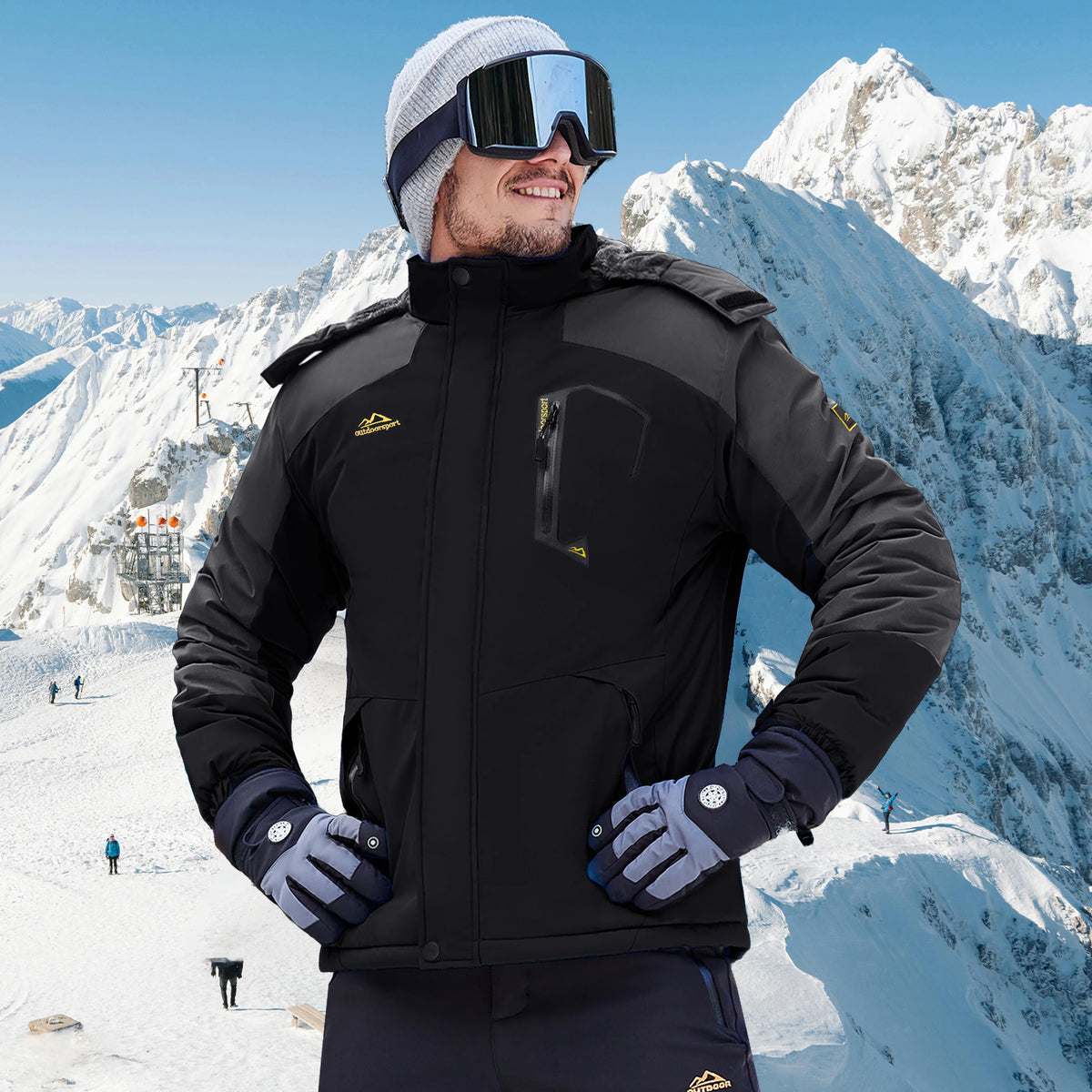 TACVASEN Men's Waterproof Fleece Lined Winter Jacket Windproof Multi-Pockets Warm Outdoor Coat Thermal Parka Raincoat with Hood