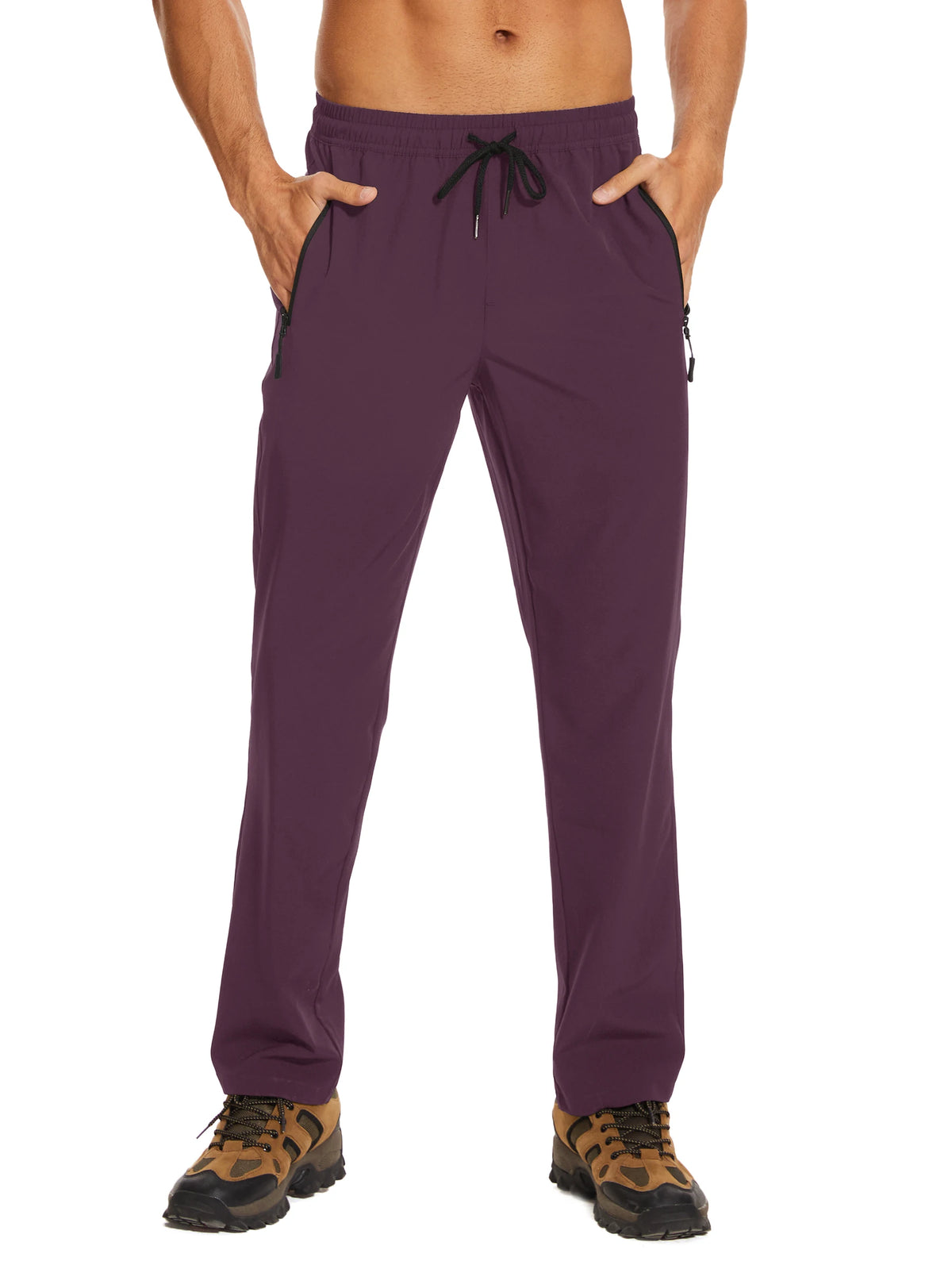 TACVASEN Summer Quick Dry Pants Mens Zip Pockets Elastic Waist Pants Hiking Jogging Running Pants Fashion Gym Fitness Trouser
