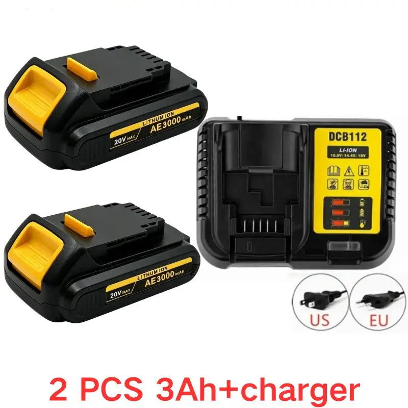 20V For DeWalt 12Ah/9Ah/8Ah/6Ah/3Ah Li-lon Battery Replacement DCB\DCD\DCF\DCG series Power Tools+charger+electric drill