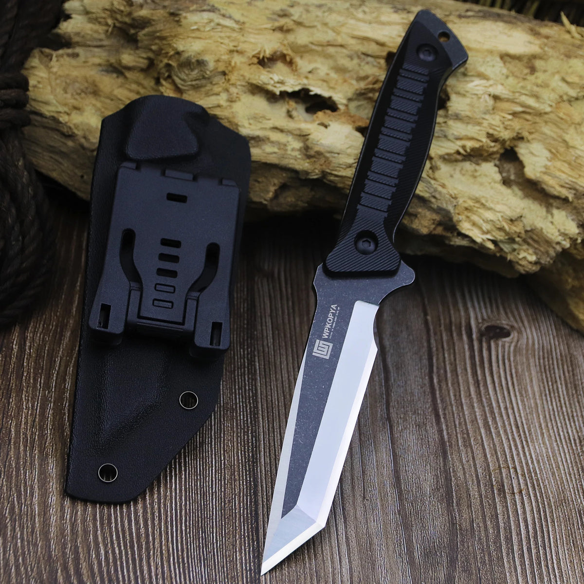 WPKOPYA (USA) 440c full Tang knife, hunting straight knife +K sheath, outdoor tool knife, camping survival knife