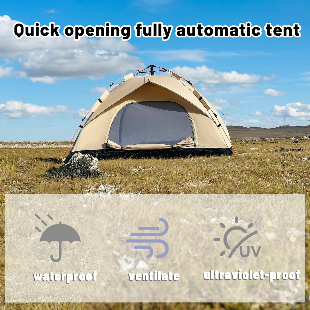 Outdoor Automatic Quick-opening Tent Automatic Rainproof Sunshine-proof Tent Fishing Beach Sunshine Shelter 4 Person Tents