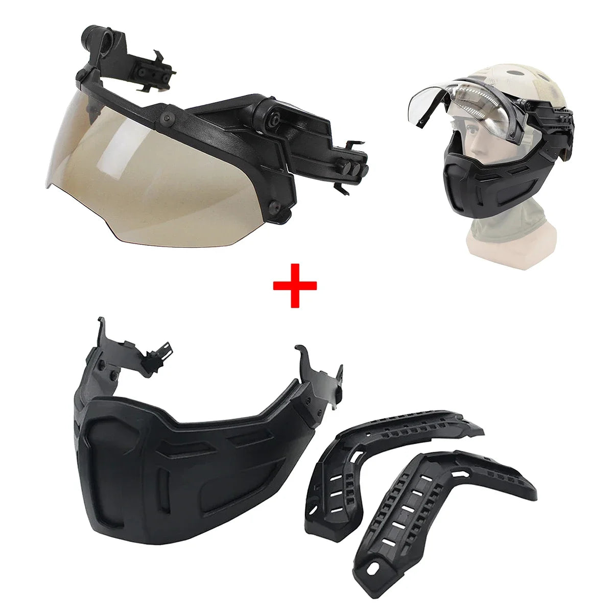 New Tactical FAST Helmet Half Face Mask With Flip Goggles Hunting CS Game Paintball Mask Helmet Accessories Gear