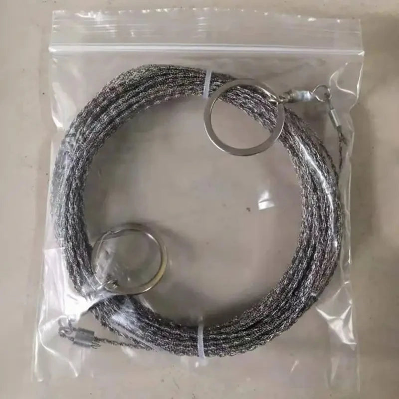 1-3M Outdoor Hand Drawn Rope Saw Portable Stainless Steel Wire Saw Manual Cutting Chain Camping Hiking Survive Woodworking Tools
