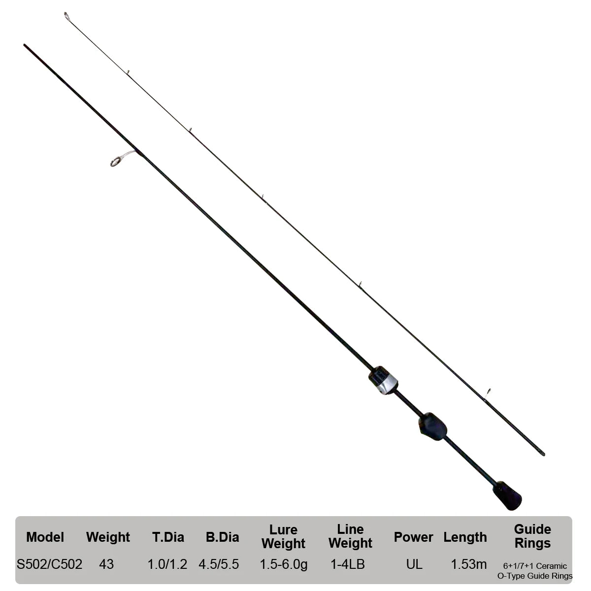 Seasir Zero 43g Fishing Rod BFS Ultralight  Carbon Fiber 1.53M UL Lure Weight 1.5-6G 2 Sections Stream River Fishing Rods