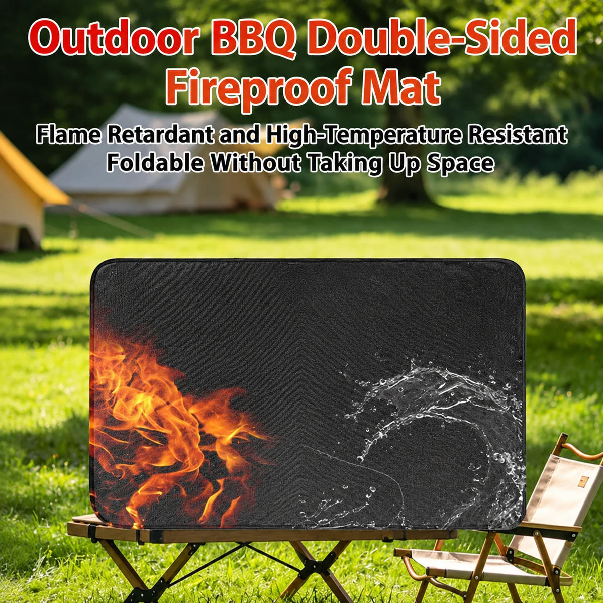 Heat Resistant Grill Mats for Outdoor Grill to Protect Your Prep Table and Outdoor Grill Table - Fire Proof & Water Proof & Oil