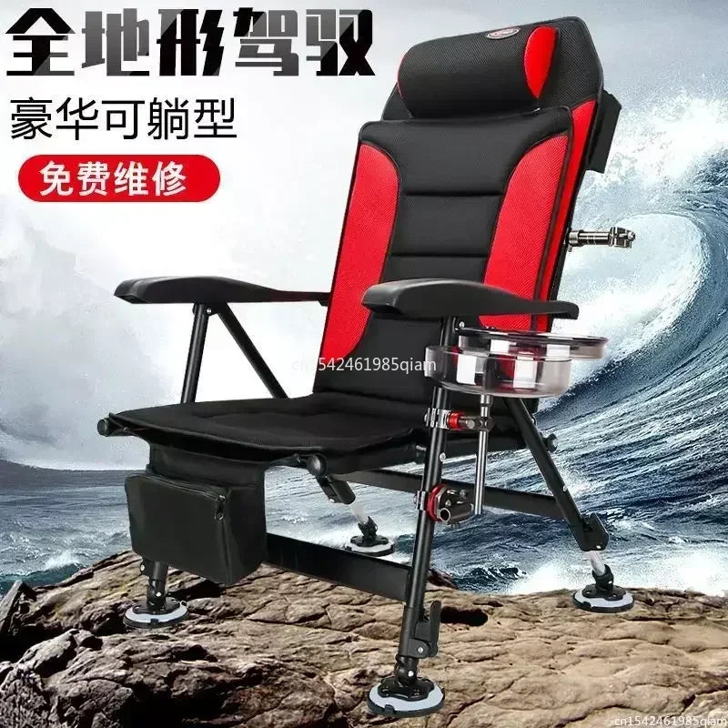 Folding Fishing Chair Multifunctional Ultra Lightweight Carrying Raft Fishing Platform Wild Fishing All Terrain Reclining