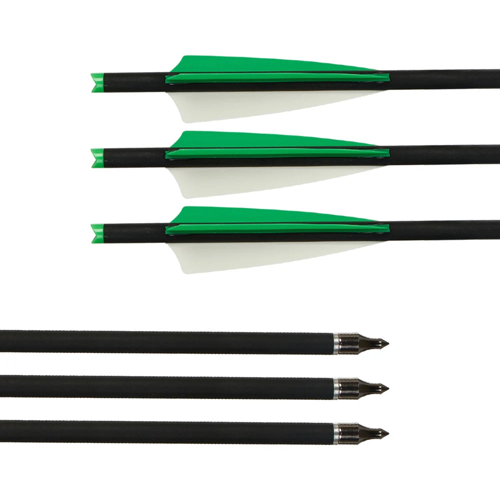 20 ", 22" Crossbow Arrows Bolts with Removable Tip Mixed Carbon Diameter 8.8mm  Archery Hunting Shooting, Green White,