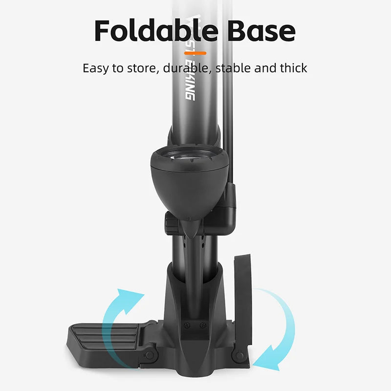 WEST BIKING Floor Bike Pump 160PSI High Pressure Hand Pump with Pressure Gauge Schrader Presta for Bicycle Motorcycle Car