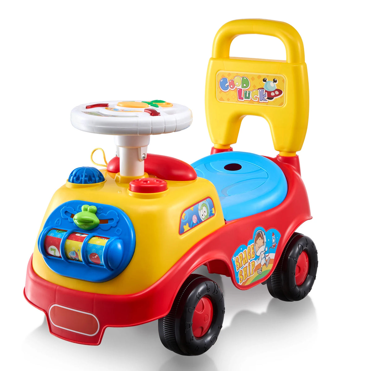SucceBuy Toddler Ride On Push Car Sit to Stand Kids Ride On Toy Car with Music Steering Wheel Seat Storage for Toddlers