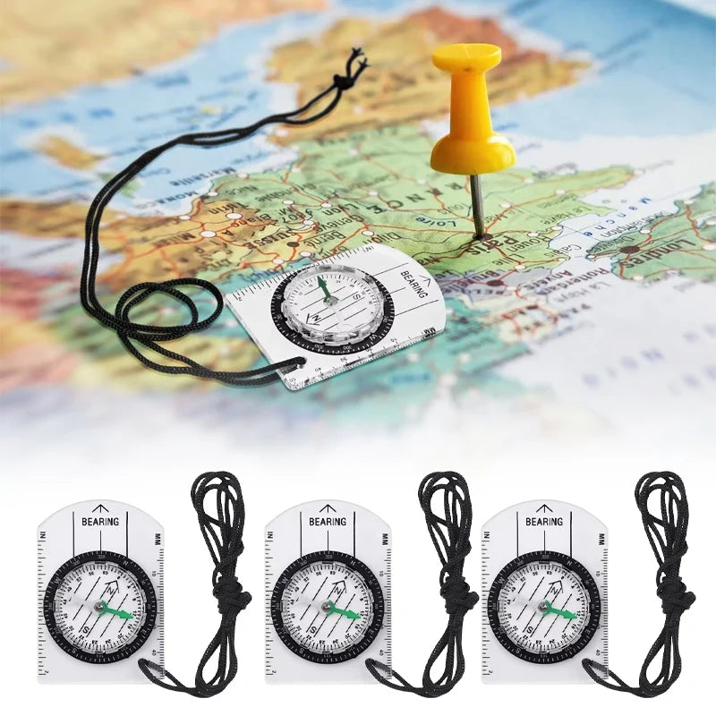 Multifunctional High Precision Transparent Portable Mini Compass Scale with Map Professional Survival Compass Gadget Tools